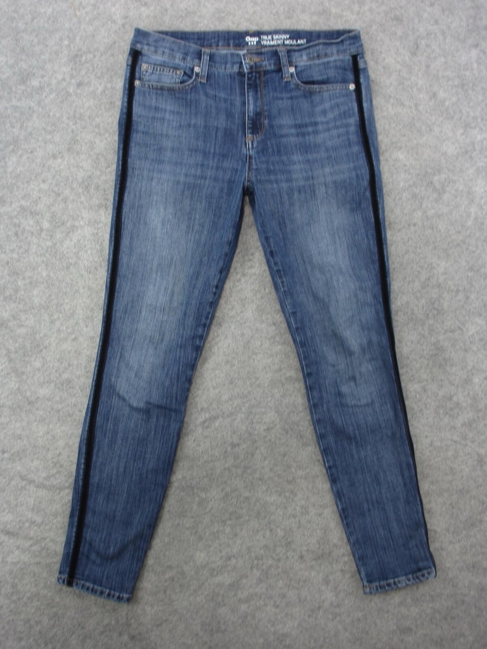 GAP Straight Leg Jeans in Dark Blue with Black Side Stripe